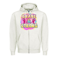 Oatmeal Heather brave and strong cancer Zipper Hoodie - FaDigitalArtStudio