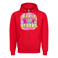Red brave and strong cancer Zipper Hoodie - FaDigitalArtStudio