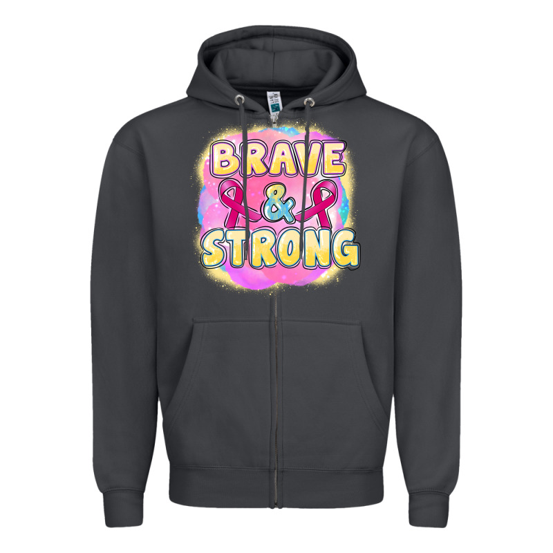 Brave And Strong Cancer Zipper Hoodie by FaDigitalArtStudio | Teevron