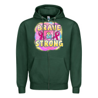 Sports Green brave and strong cancer Zipper Hoodie - FaDigitalArtStudio