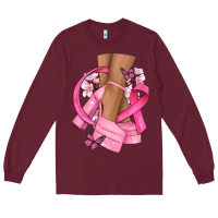 Burgundy breast cancer diva Long Sleeve Tee - NancyCooperArtShop