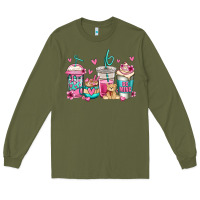 Army Green valentines day coffee Long Sleeve Tee - Jasminsmagicworld