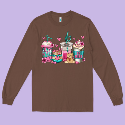 Valentines Day Coffee Long Sleeve Tee Designed By Jasminsmagicworld