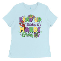 Baby Blue bead up bitches it's mardi gras Ladies Tee - MaliasSmallBusiness