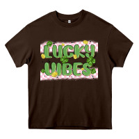 Chocolate Brown lucky vibes Heavy Core Tee - MaliasSmallBusiness