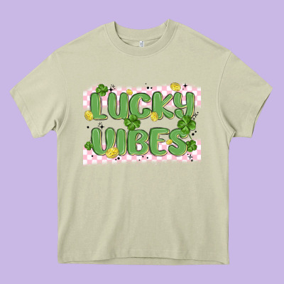 Lucky Vibes Heavy Core Tee Designed By Maliassmallbusiness