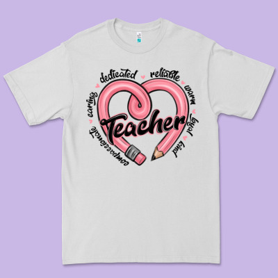 Valentine's Day Pencil Heart Teacher Quotes Premium Tee Designed By Maliassmallbusiness