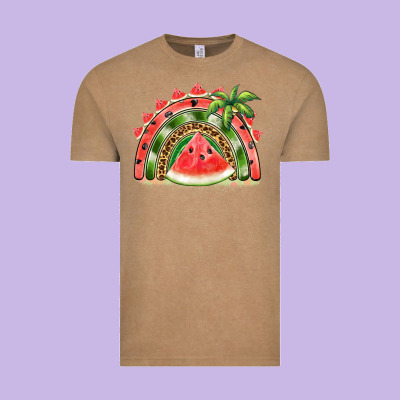 Watermelon Slice  Rainbow Vintage Tee Designed By Barkaloodesign