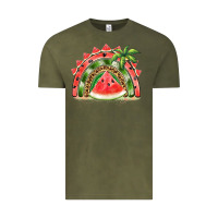 Vintage Olive watermelon slice  rainbow Vintage Tee - BarkalooDesign