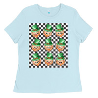 Baby Blue boujee checker board leprechaun Ladies Tee - MaliasSmallBusiness