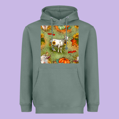 Fall Goats Seamless Pattern Heavyweight Hoodie Designed By Bundleandbundleshop