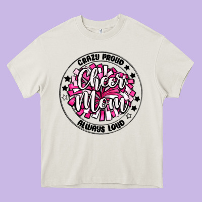 Cheer Mom Heavy Core Tee Designed By Maliassmallbusiness