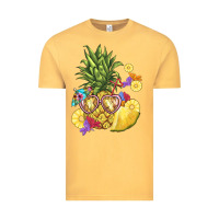 Vintage Mustard pineapple enjoying Vintage Tee - BarkalooDesign