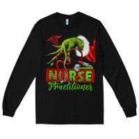 Black Christmas Character Nurse Long Sleeve Tee - NancyCooperArtShop