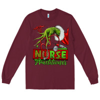 Burgundy Christmas Character Nurse Long Sleeve Tee - NancyCooperArtShop
