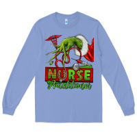 Colony Blue Christmas Character Nurse Long Sleeve Tee - NancyCooperArtShop