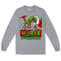 Heather Grey Christmas Character Nurse Long Sleeve Tee - NancyCooperArtShop