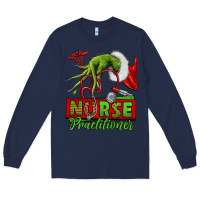 Navy Christmas Character Nurse Long Sleeve Tee - NancyCooperArtShop