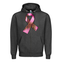 Charcoal Heather Breast Cancer ribbon Zipper Hoodie - FaDigitalArtStudio