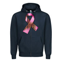 Navy Breast Cancer ribbon Zipper Hoodie - FaDigitalArtStudio