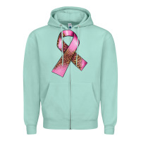 Seafoam Breast Cancer ribbon Zipper Hoodie - FaDigitalArtStudio