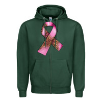 Sports Green Breast Cancer ribbon Zipper Hoodie - FaDigitalArtStudio