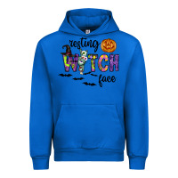 Cobalt Resting Witch Face Urban Hoodie - CowhideDigitalArt