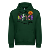 Forest Green Resting Witch Face Urban Hoodie - CowhideDigitalArt