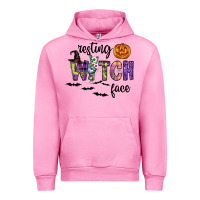 Fuchsia Pink Resting Witch Face Urban Hoodie - CowhideDigitalArt