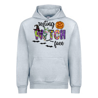 Heather Grey Resting Witch Face Urban Hoodie - CowhideDigitalArt