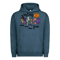 Pigment Midnight Navy Resting Witch Face Urban Hoodie - CowhideDigitalArt