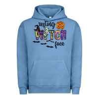 Pigment Pebble Blue Resting Witch Face Urban Hoodie - CowhideDigitalArt