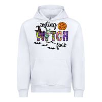 White Resting Witch Face Urban Hoodie - CowhideDigitalArt
