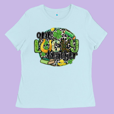 One Lucky Teacher Ladies Tee Designed By Maliassmallbusiness