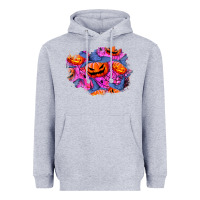 Heather Grey halloween pumpkin patch  4 Heavyweight Hoodie - BundleAndBundleShop
