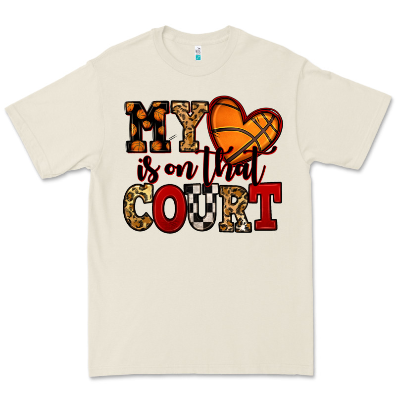 My Heart Is On That Court Basketball Red And Black Premium Tee by NancyCooperArtShop | Teevron