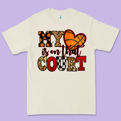 My Heart Is On That Court Basketball Red And Black Premium Tee Designed By Nancycooperartshop