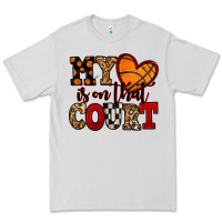 Dove Grey my heart is on that court basketball red and black Premium Tee - NancyCooperArtShop