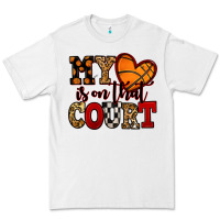 White my heart is on that court basketball red and black Premium Tee - NancyCooperArtShop