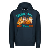 Navy Pumpkin Spice Make Mama Nice Premium Hoodie - FaDigitalArtStudio