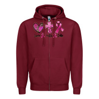 Burgundy Love Faith cure Breast Cancer Zipper Hoodie - FaDigitalArtStudio