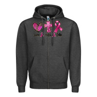 Charcoal Heather Love Faith cure Breast Cancer Zipper Hoodie - FaDigitalArtStudio