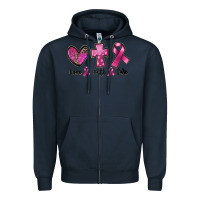Navy Love Faith cure Breast Cancer Zipper Hoodie - FaDigitalArtStudio