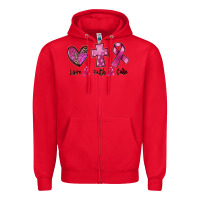 Red Love Faith cure Breast Cancer Zipper Hoodie - FaDigitalArtStudio