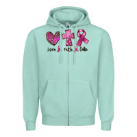 Seafoam Love Faith cure Breast Cancer Zipper Hoodie - FaDigitalArtStudio