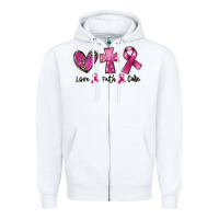 White Love Faith cure Breast Cancer Zipper Hoodie - FaDigitalArtStudio