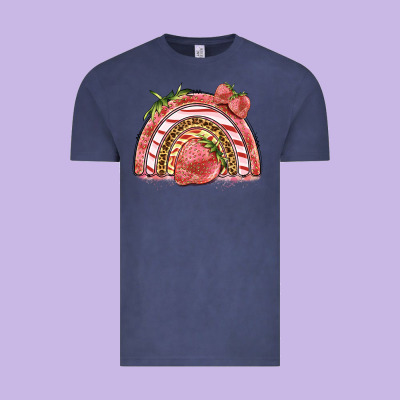 Strawberry Rainbow Vintage Tee Designed By Barkaloodesign