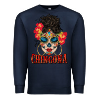 Navy chingona latina bun mama Premium Sweatshirt - BundleAndBundleShop