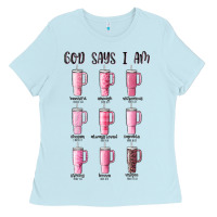 Baby Blue god says i am bible verse stanley Ladies Tee - MaliasSmallBusiness