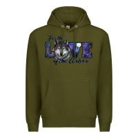 Army Green For The Love Of The Wolves Premium Hoodie - RanaPortraitStore